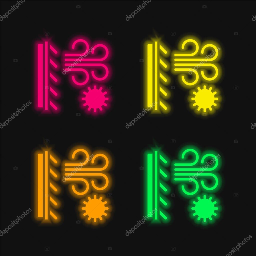 Air Conditioner four color glowing neon vector icon