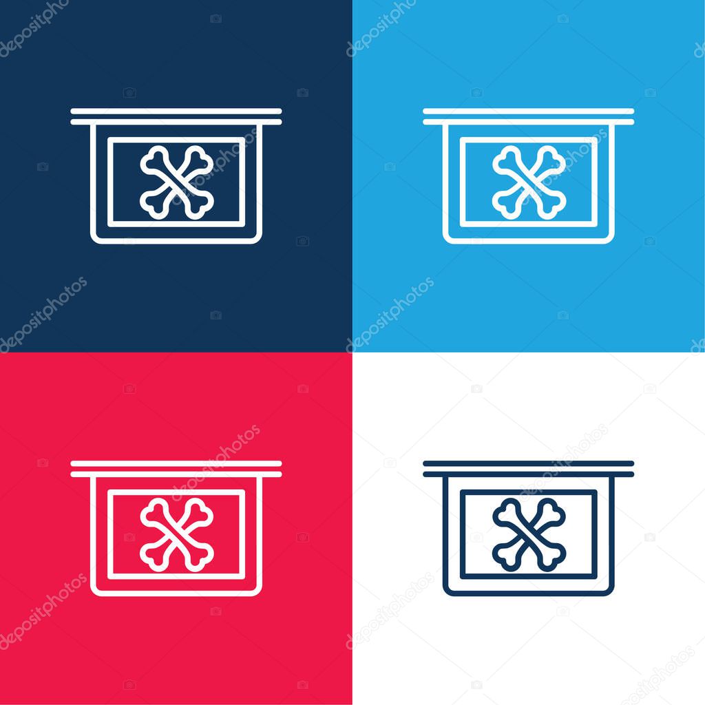 Bones X Ray Vision blue and red four color minimal icon set