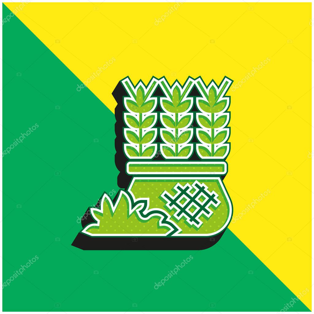 Barley Green and yellow modern 3d vector icon logo