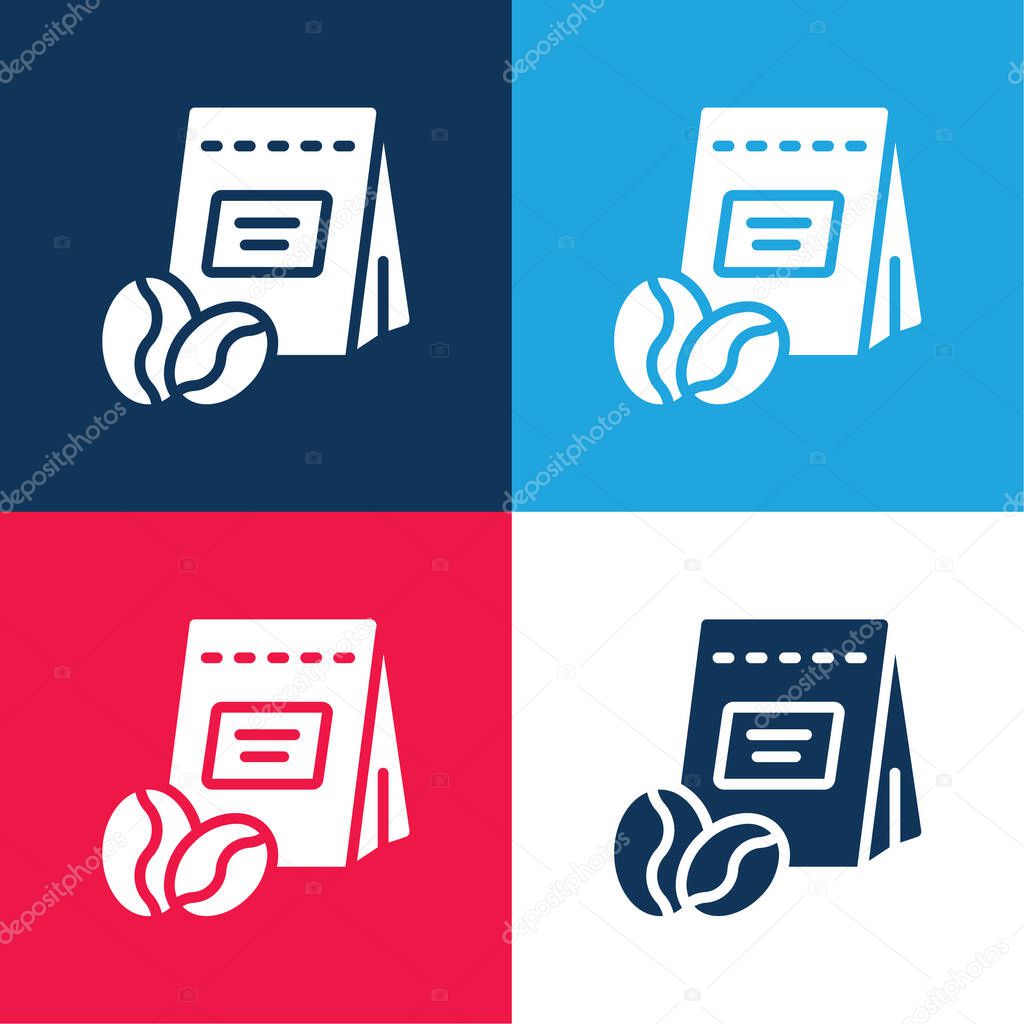 Beans blue and red four color minimal icon set