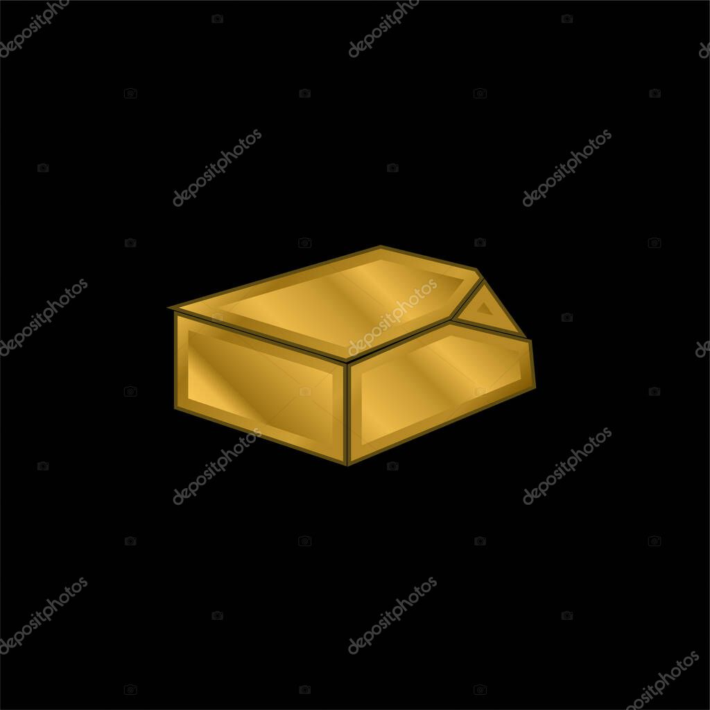 Box Organization Tool gold plated metalic icon or logo vector