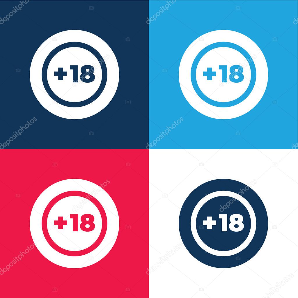 +18 blue and red four color minimal icon set