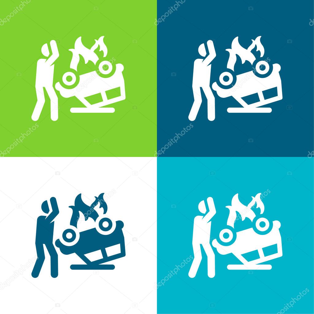 Accident Flat four color minimal icon set
