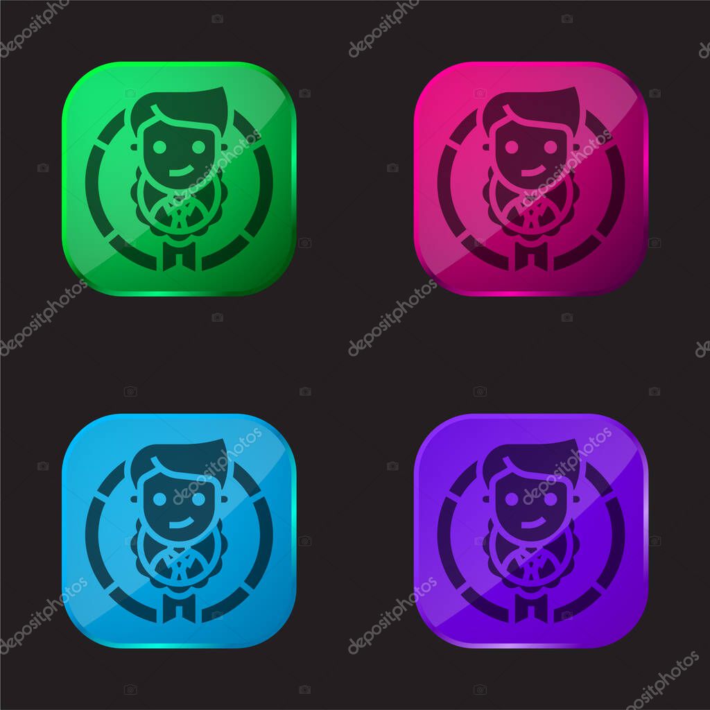 Appraisal four color glass button icon
