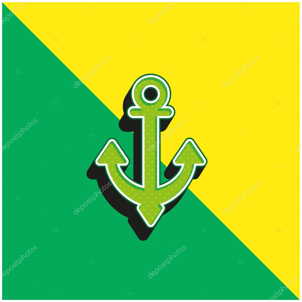 Anchor Green and yellow modern 3d vector icon logo