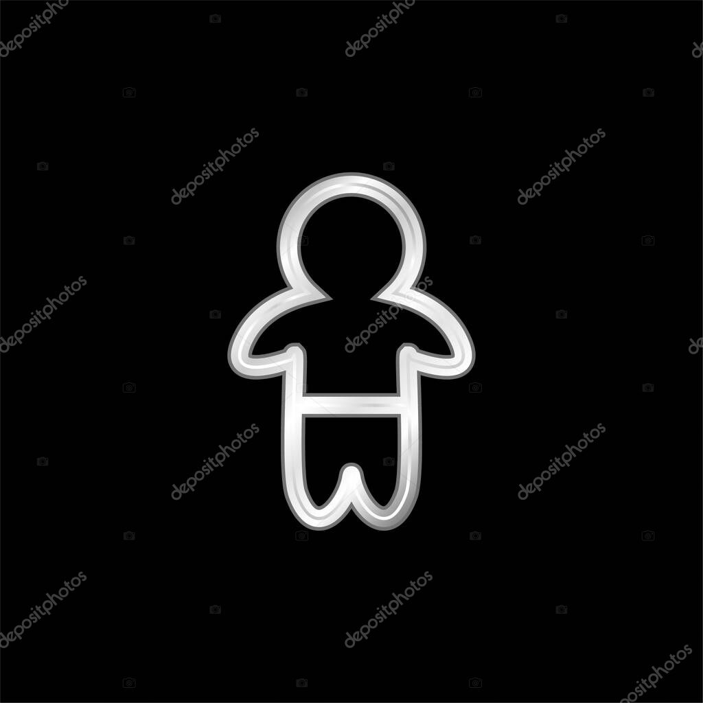 Baby Standing Outline With Pants silver plated metallic icon