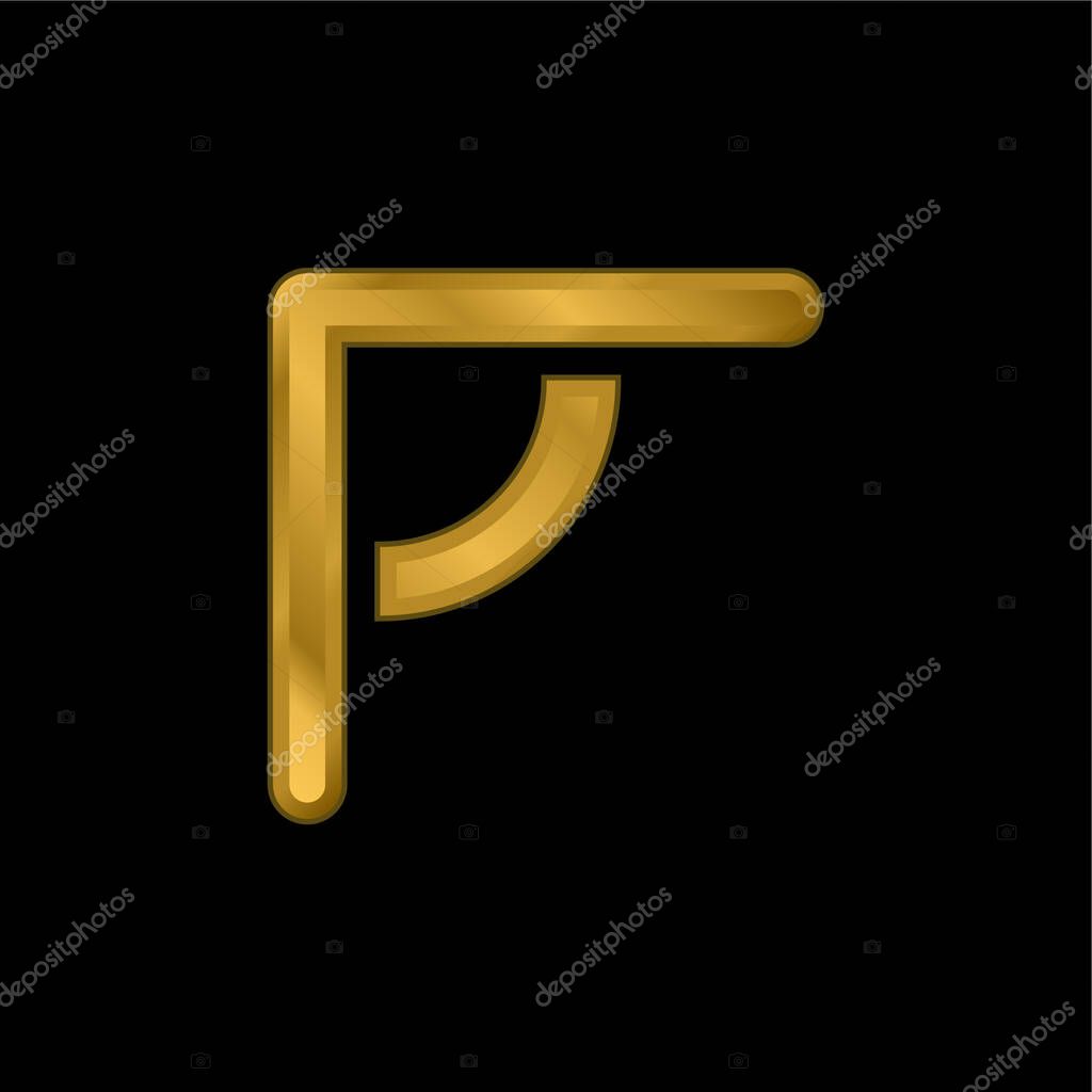 Angular Ruler gold plated metalic icon or logo vector