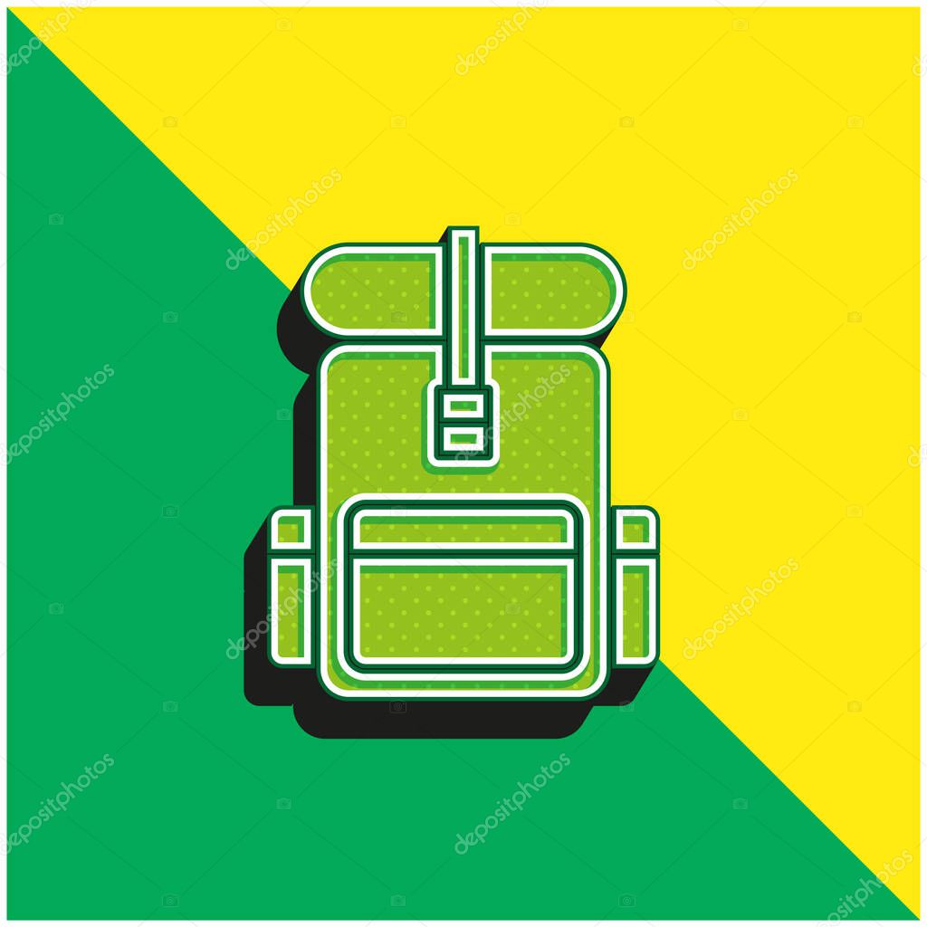 Backpack Green and yellow modern 3d vector icon logo