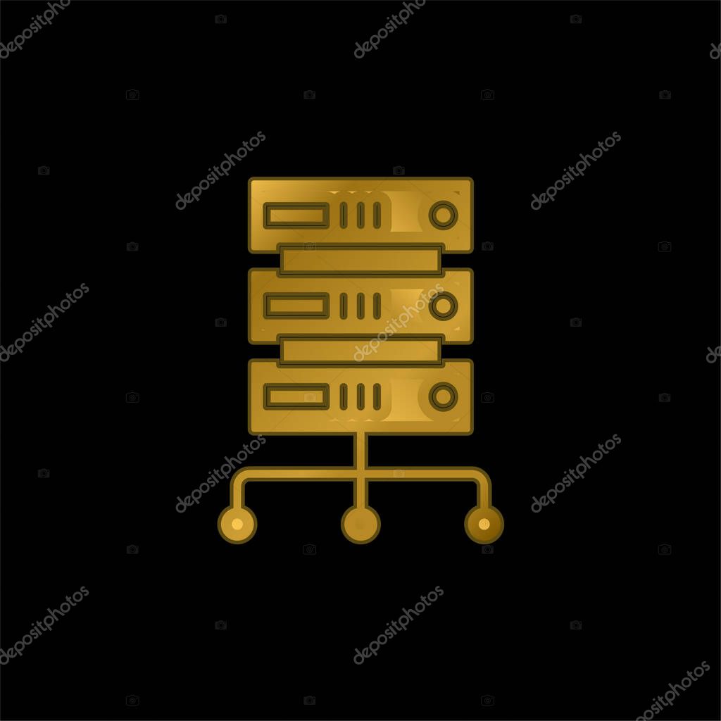 Big Data gold plated metalic icon or logo vector
