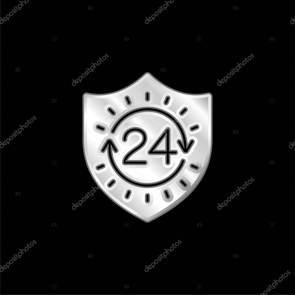 24 Hours silver plated metallic icon