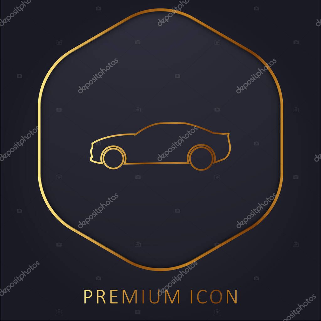 Black Big Car Side View golden line premium logo or icon