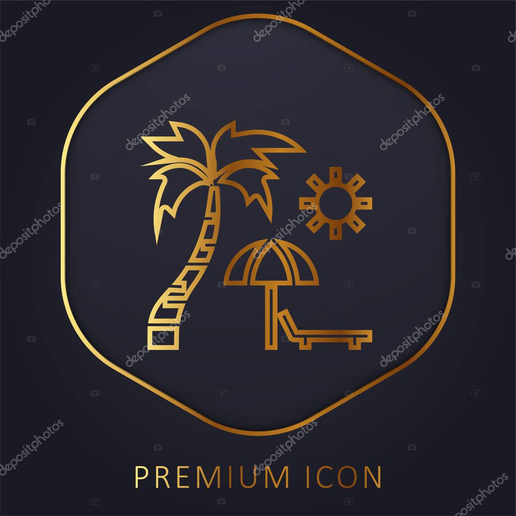 Beach golden line premium logo or icon
