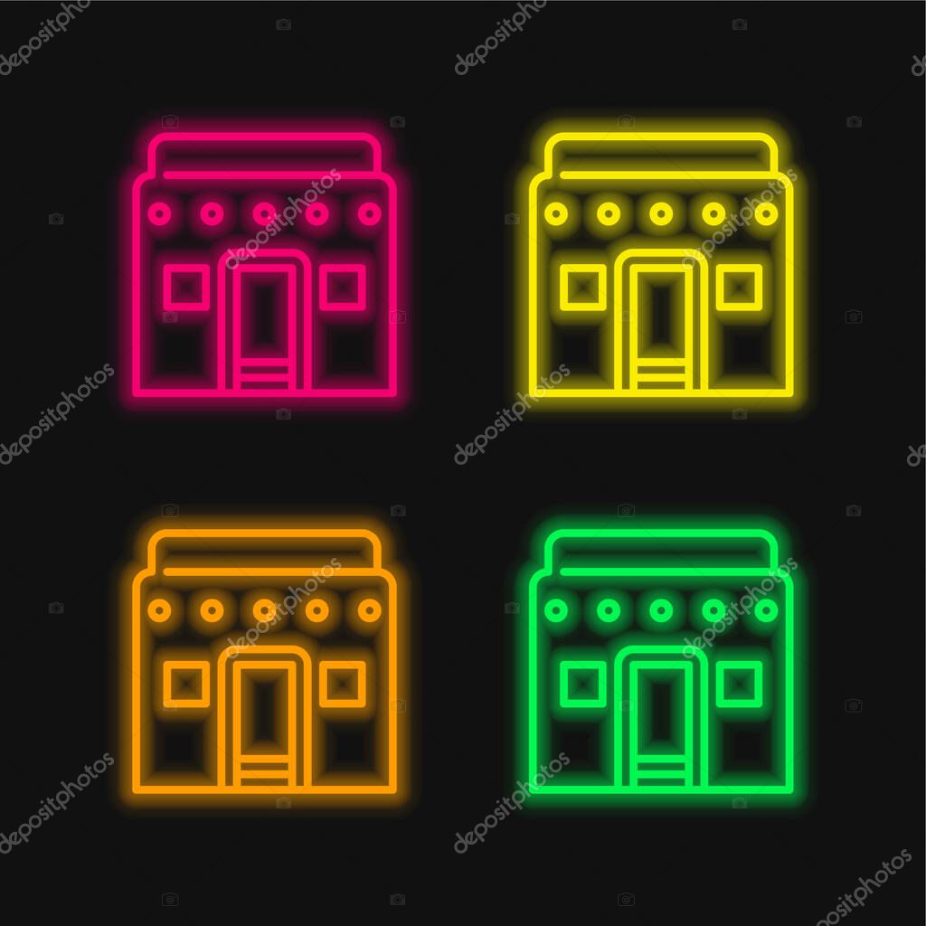 African four color glowing neon vector icon