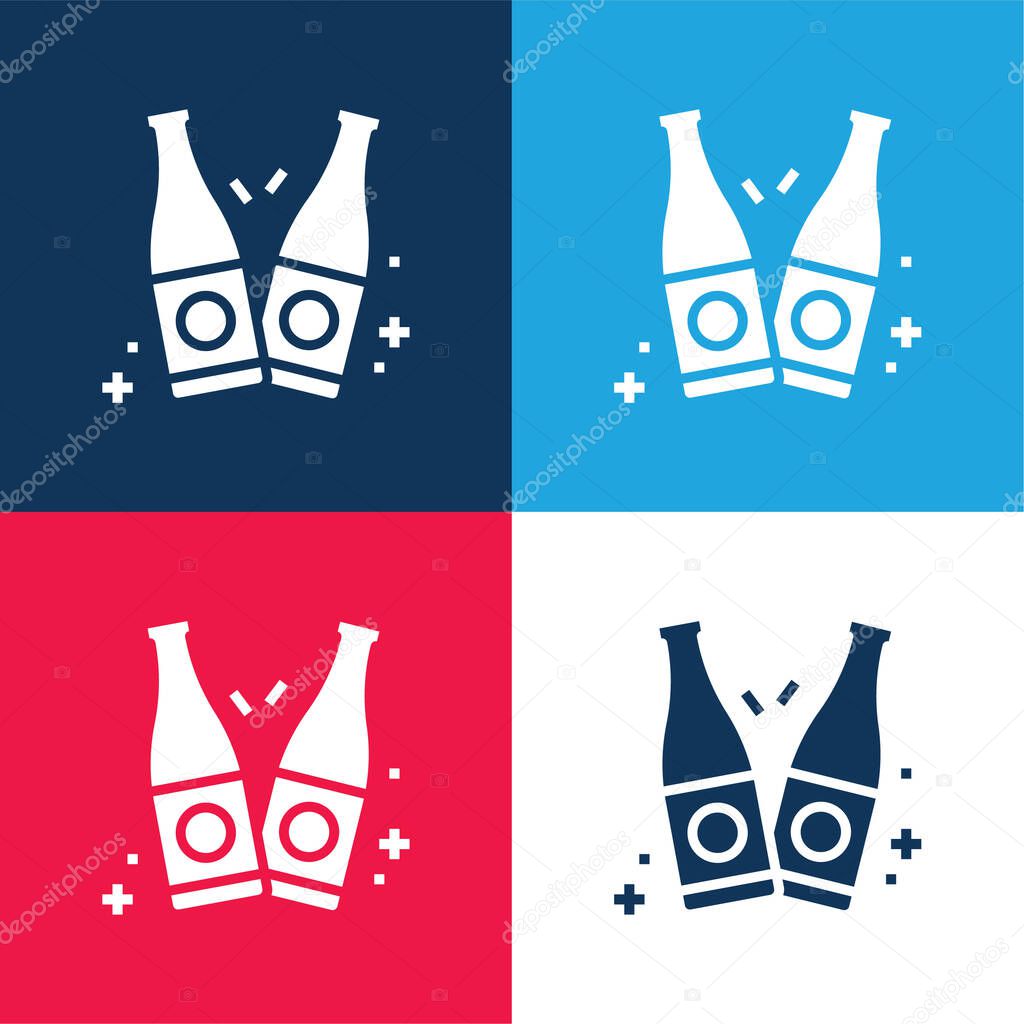 Bottles blue and red four color minimal icon set