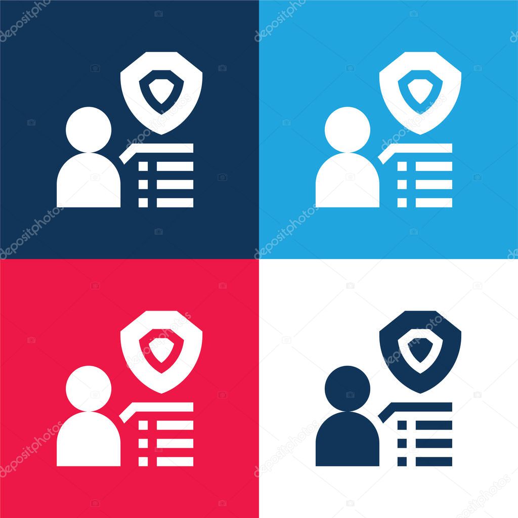 Benefit blue and red four color minimal icon set