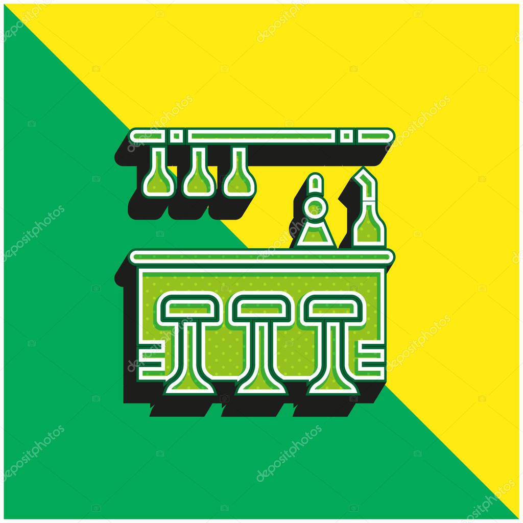 Bar Counter Green and yellow modern 3d vector icon logo