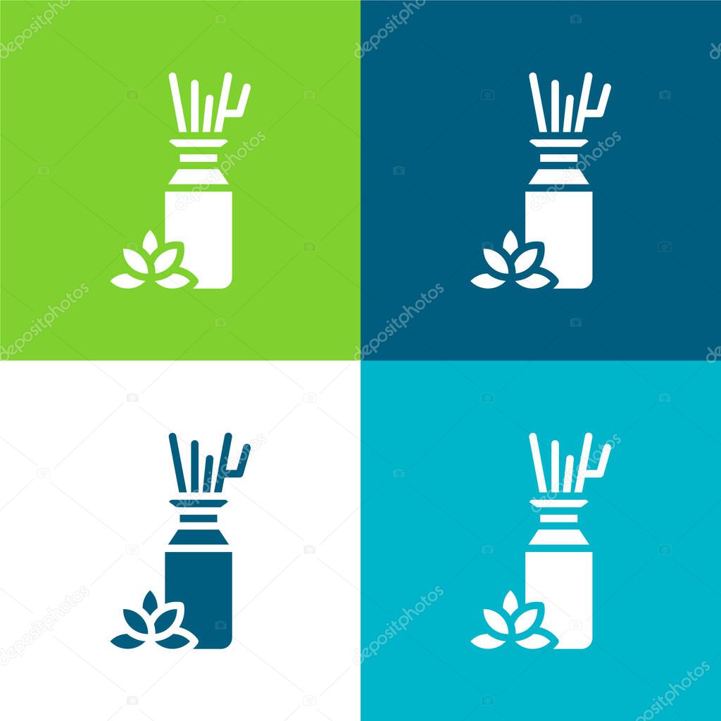 Aromatherapy Flat four color minimal icon set