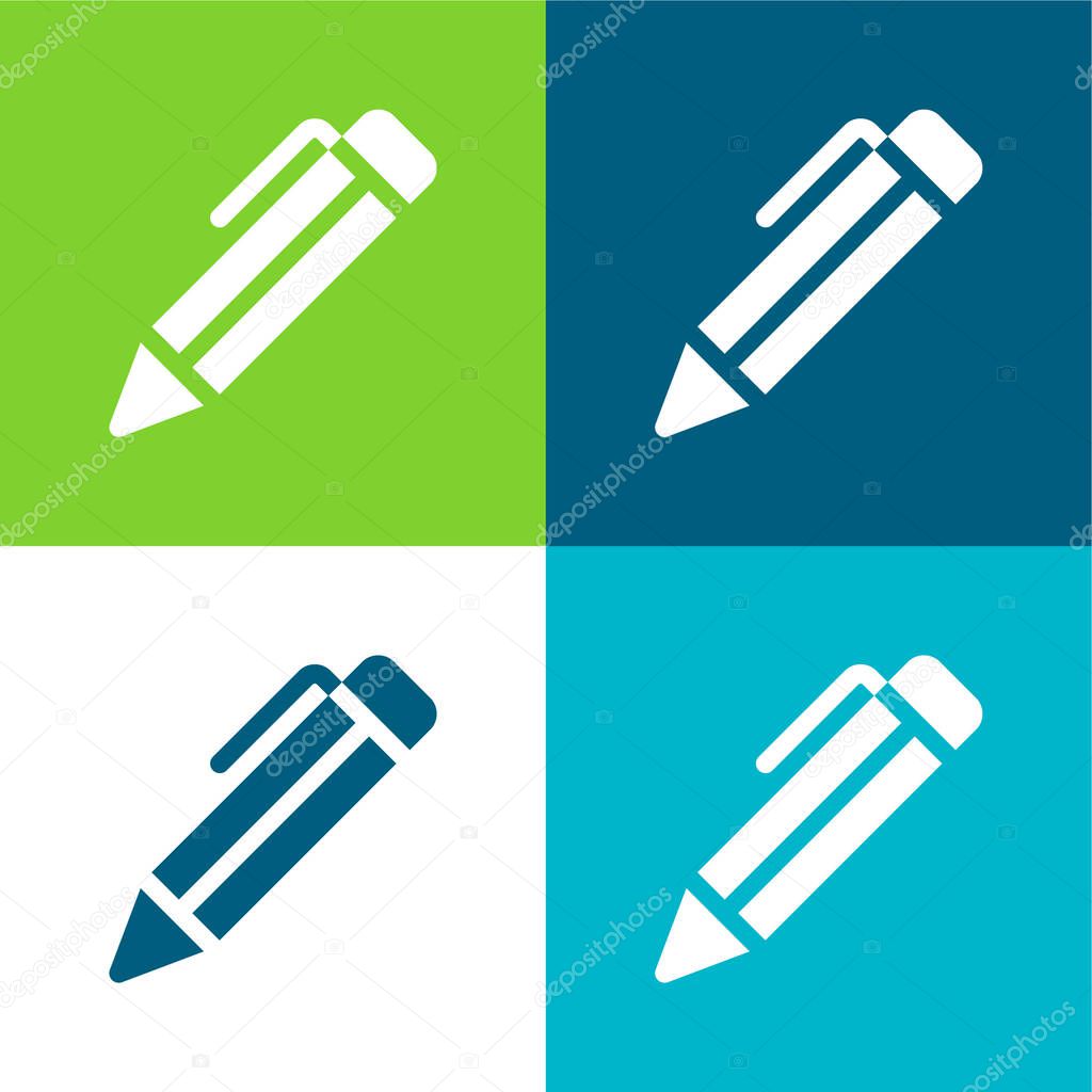 Ballpoint Pen Flat four color minimal icon set