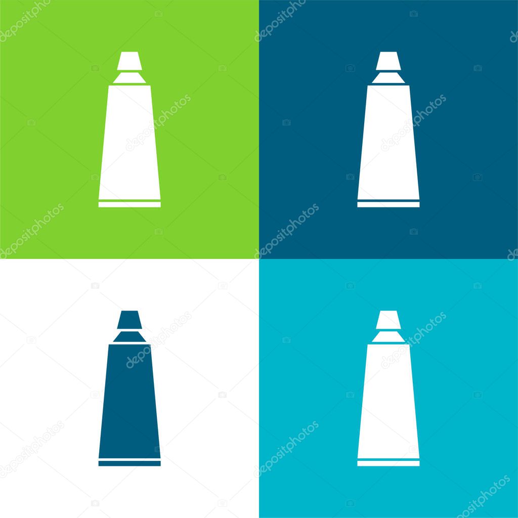 Bathroom Toothpaste Tube Flat four color minimal icon set
