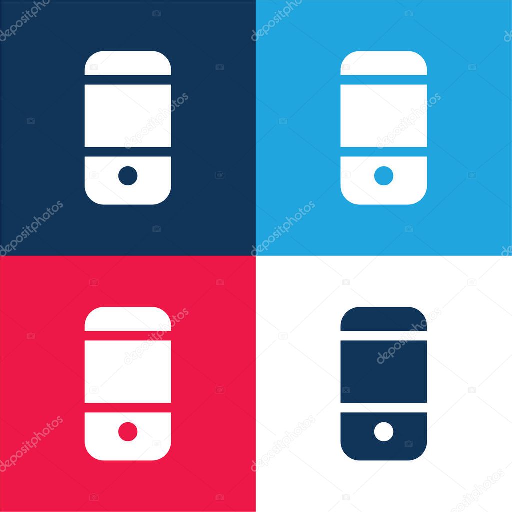 Black Cellphone Back blue and red four color minimal icon set