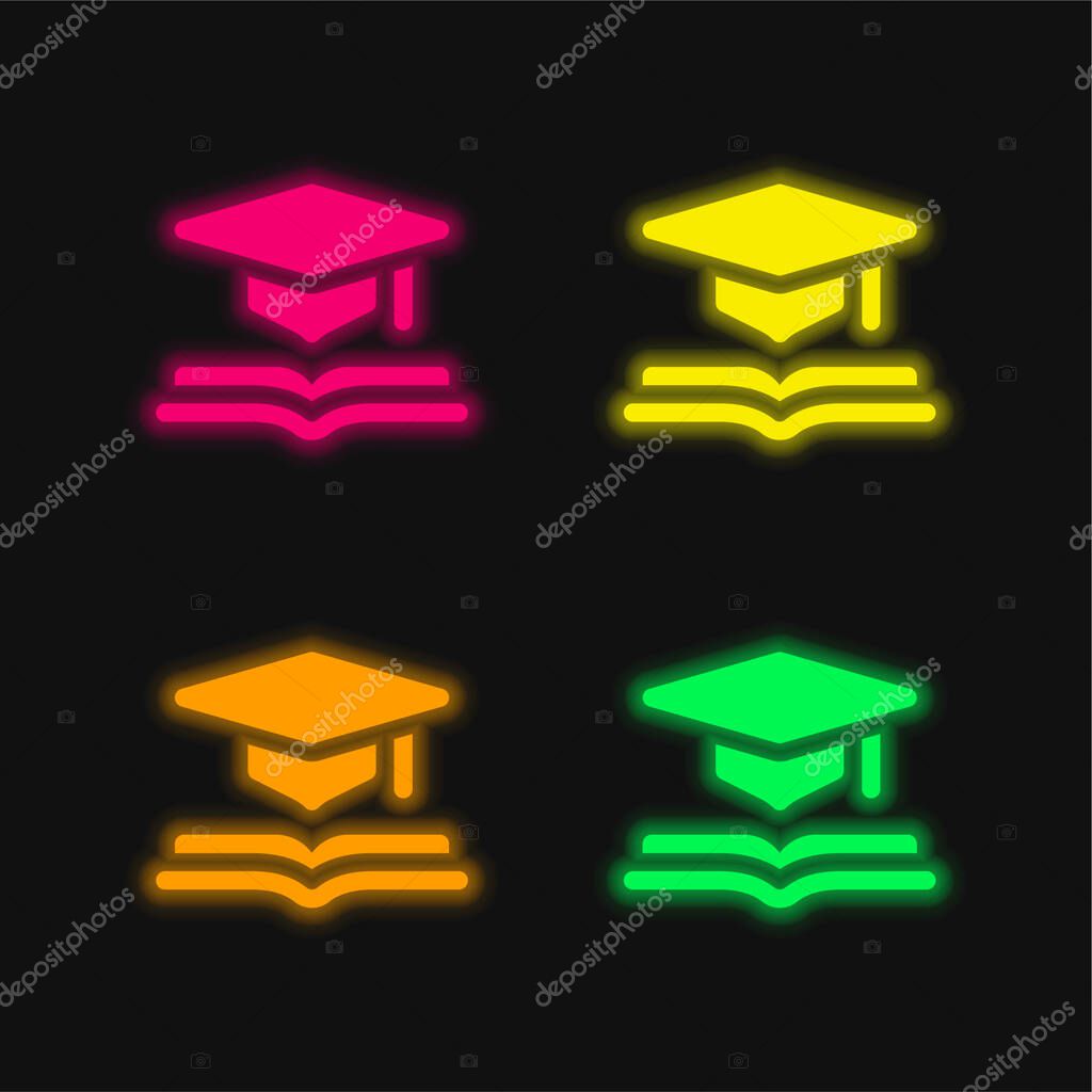 Academic four color glowing neon vector icon
