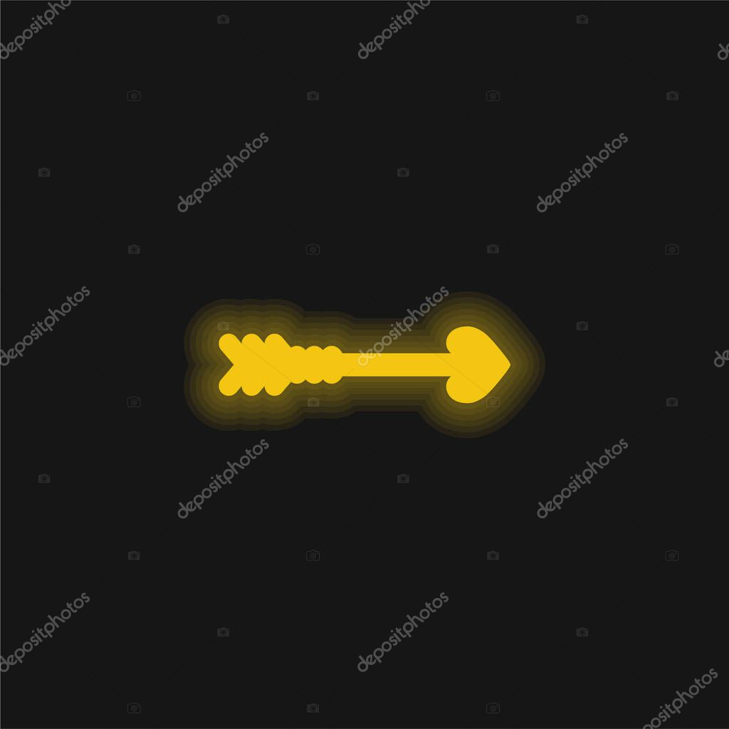 Arrow yellow glowing neon icon