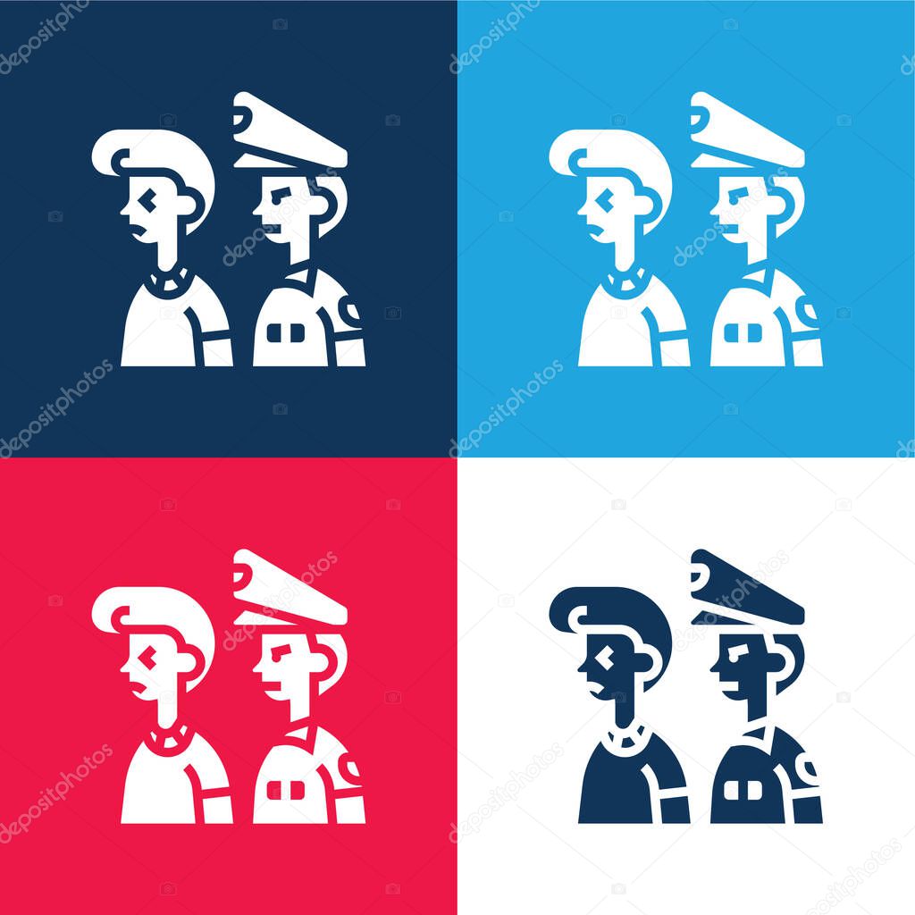 Arrested blue and red four color minimal icon set