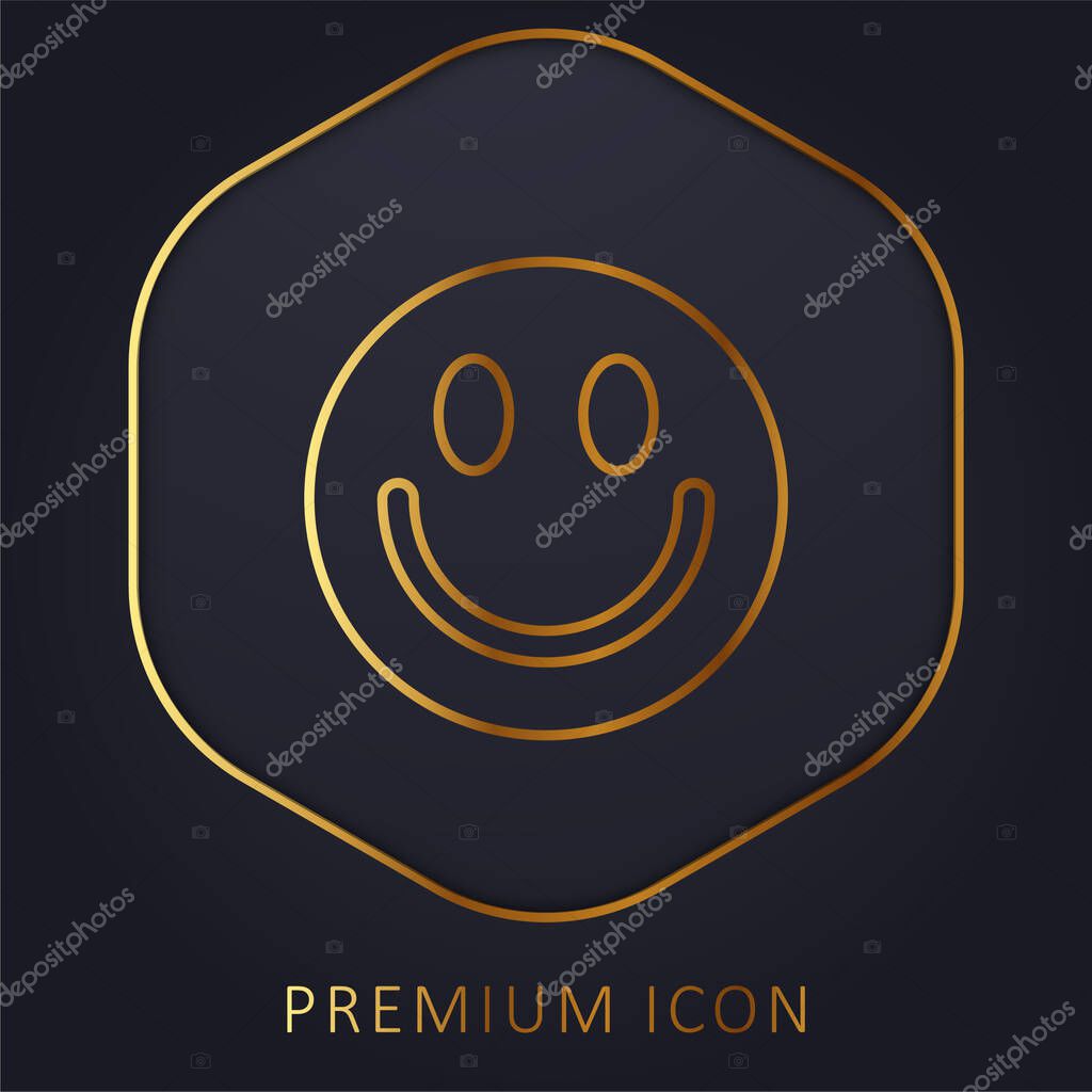 Big Smiley Face golden line premium logo or icon