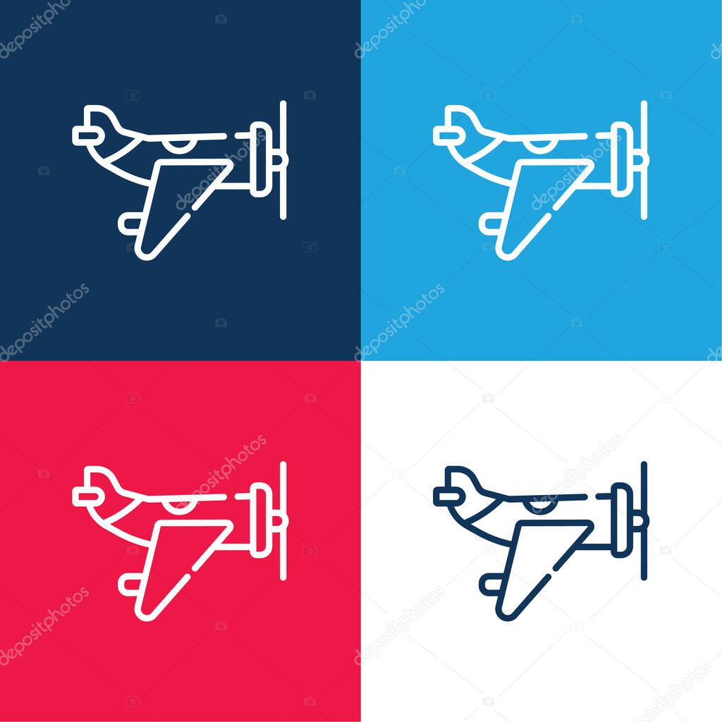 Aircraft blue and red four color minimal icon set