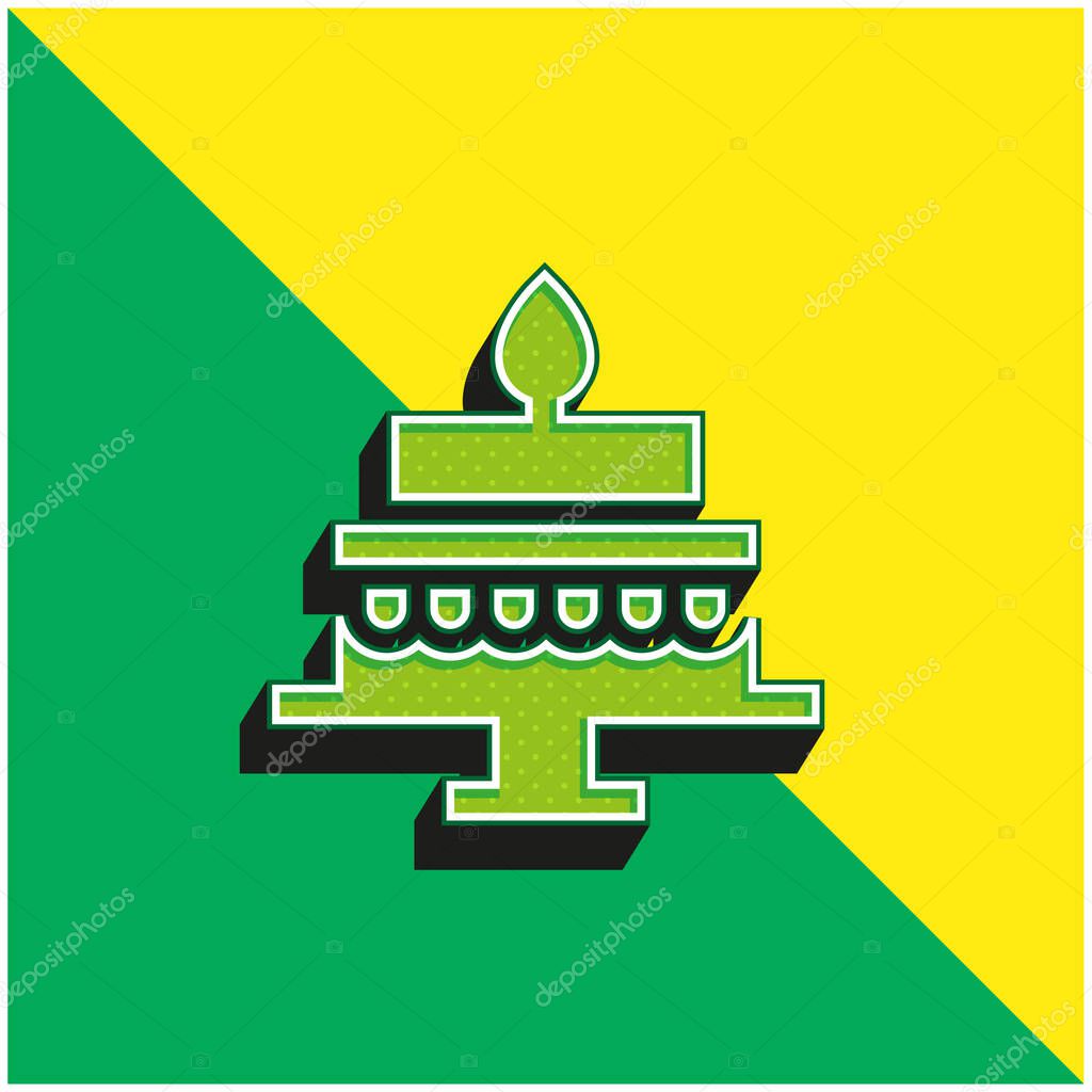 Birthday Cake Green and yellow modern 3d vector icon logo