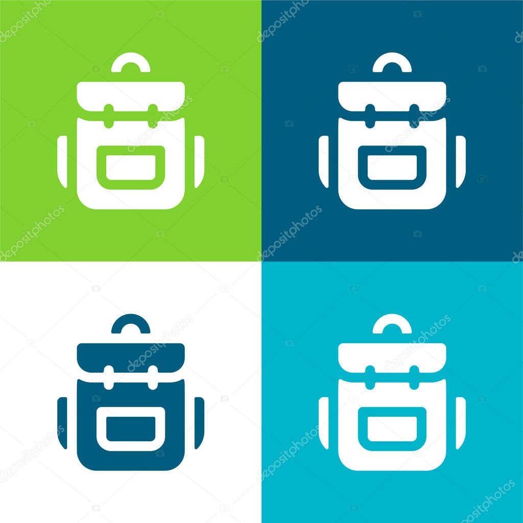 Backpack Flat four color minimal icon set