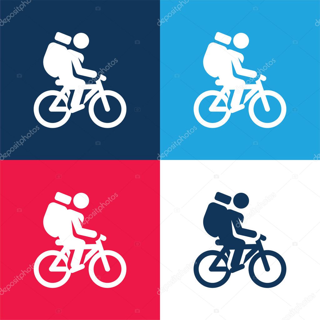 Bicycle blue and red four color minimal icon set