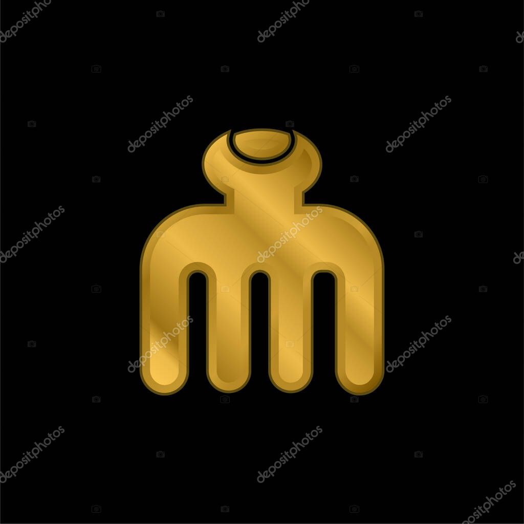 Beauty gold plated metalic icon or logo vector
