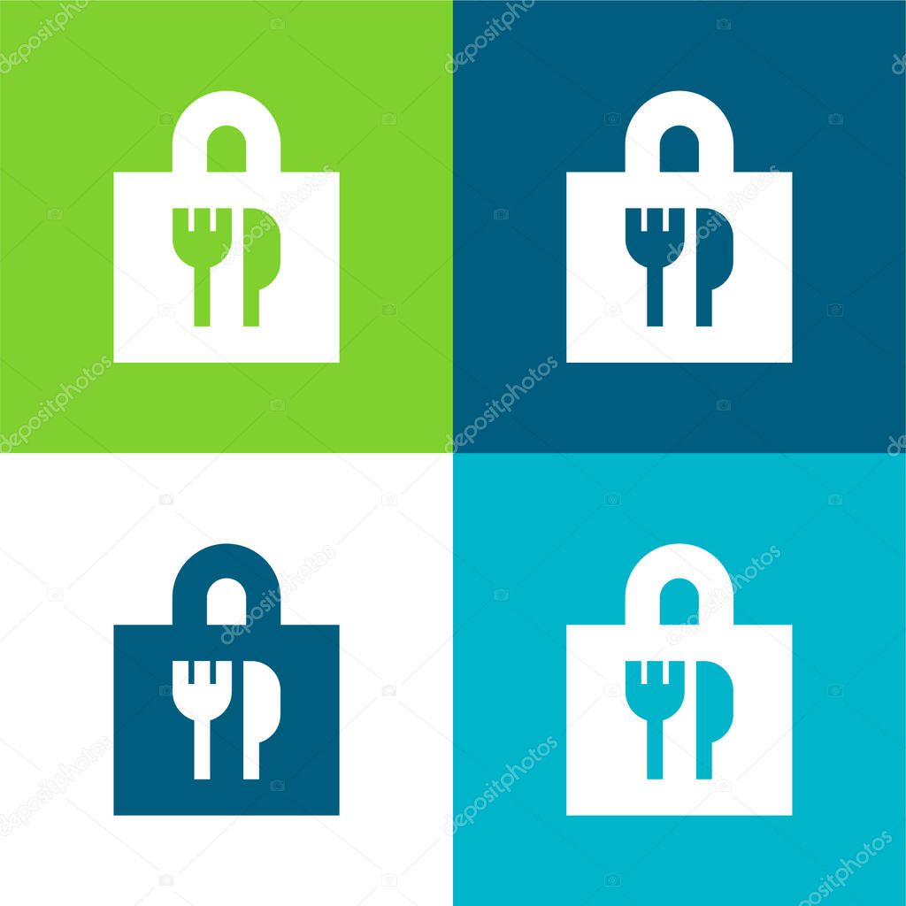 Bag Flat four color minimal icon set