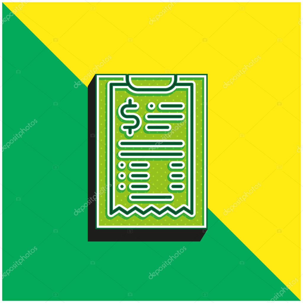 Bill Green and yellow modern 3d vector icon logo