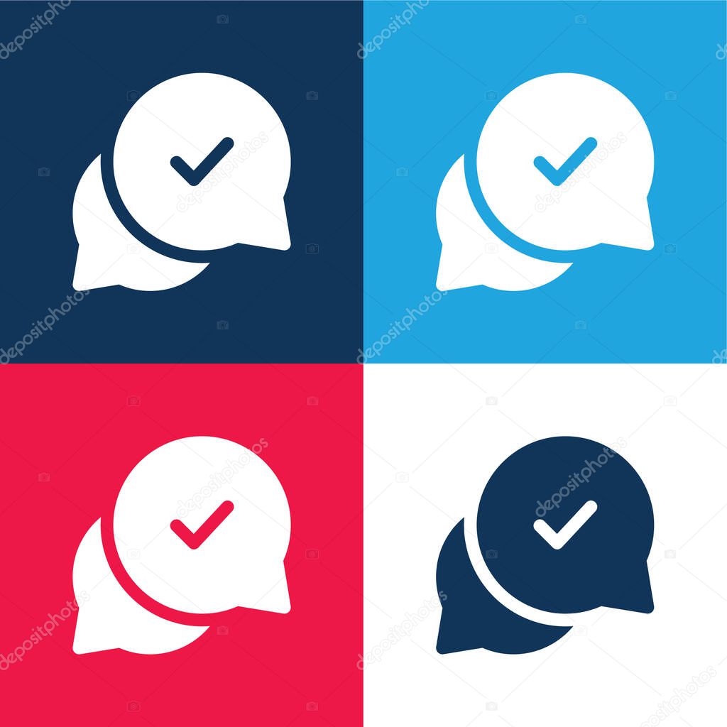 Approval blue and red four color minimal icon set