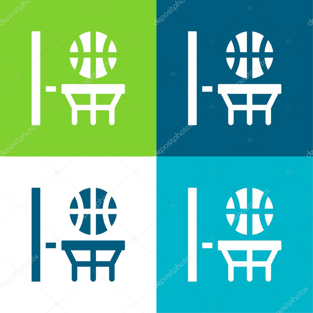 Basketball Flat four color minimal icon set