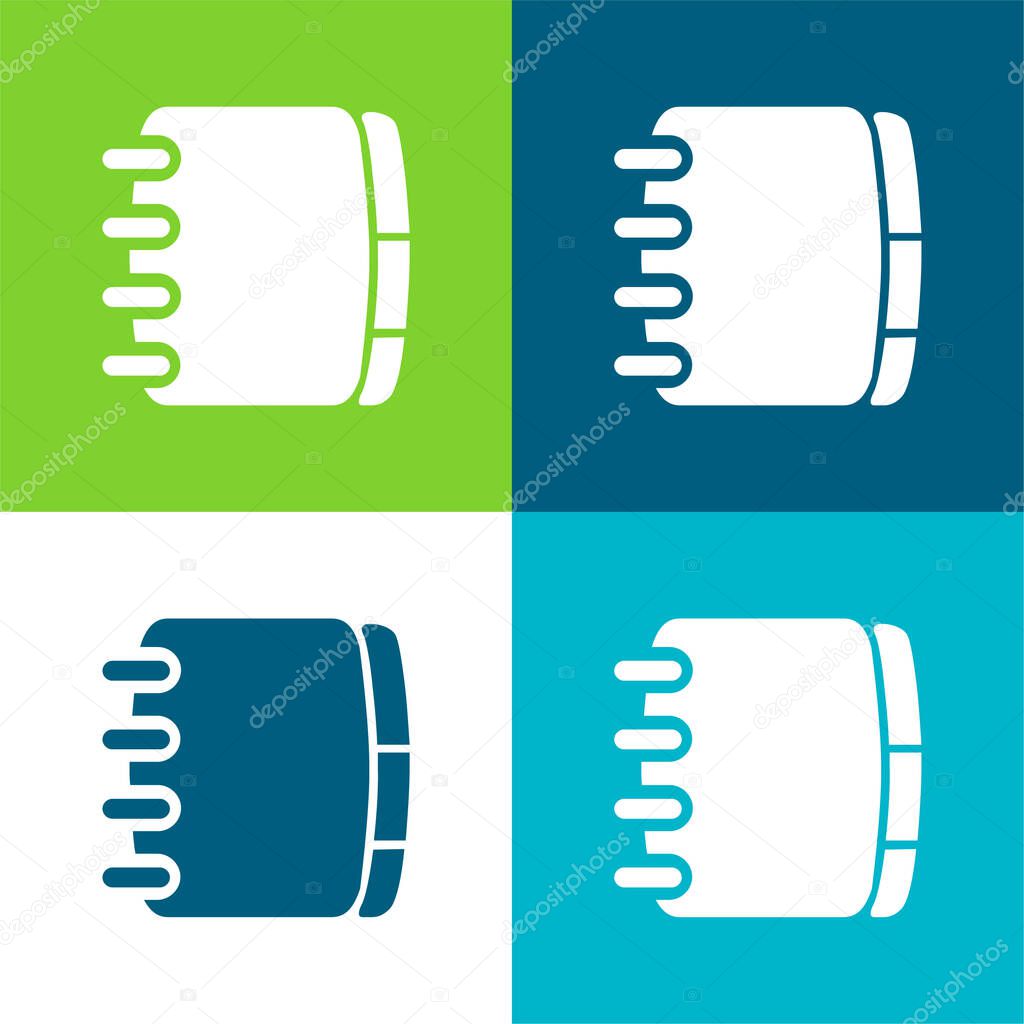 Book Flat four color minimal icon set
