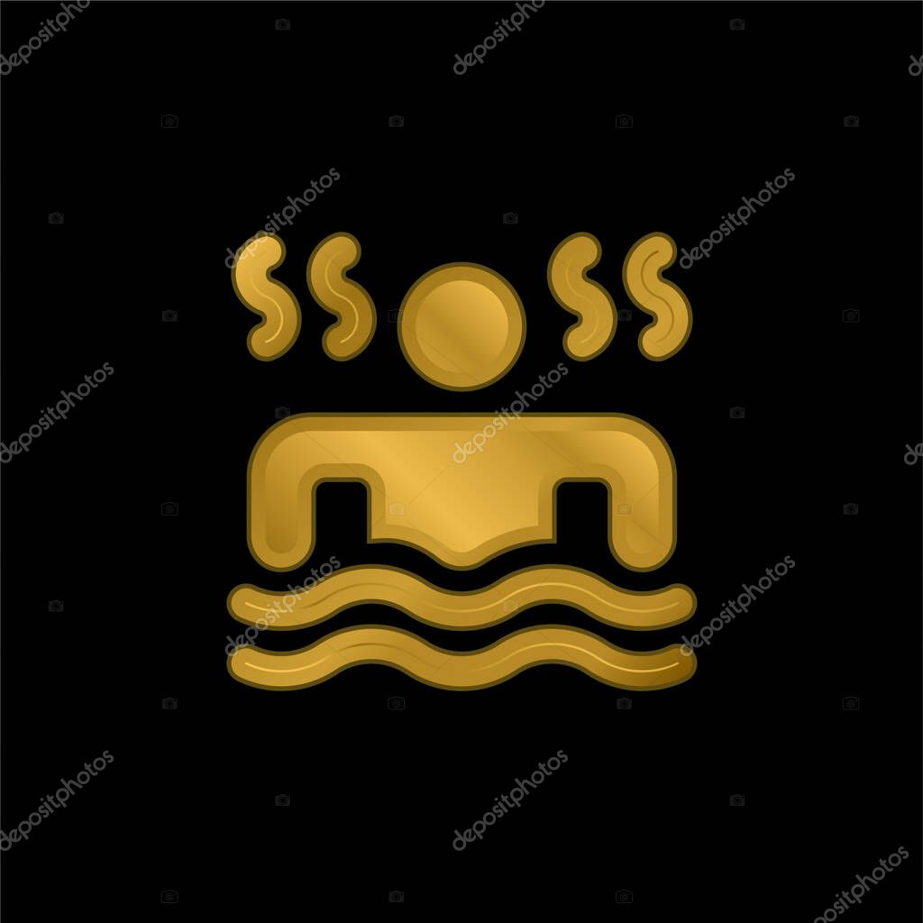 Bath gold plated metalic icon or logo vector