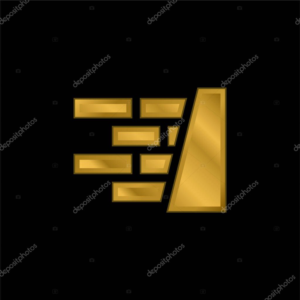 Brick Wall gold plated metalic icon or logo vector