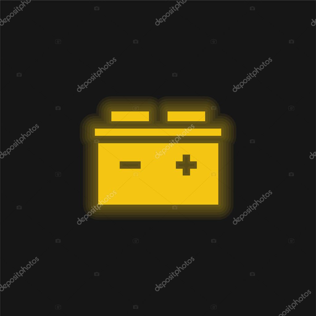 Battery yellow glowing neon icon