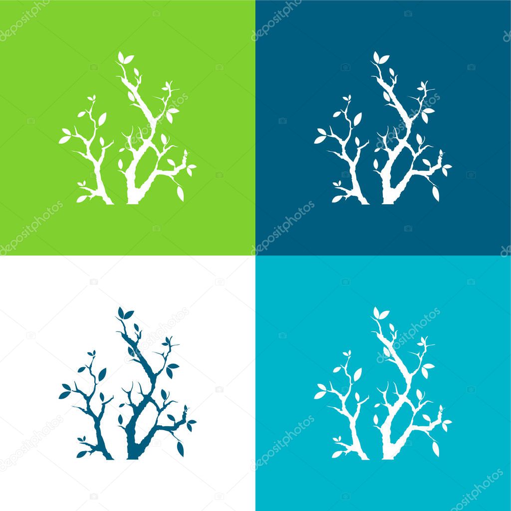 Branches With Leaves Flat four color minimal icon set