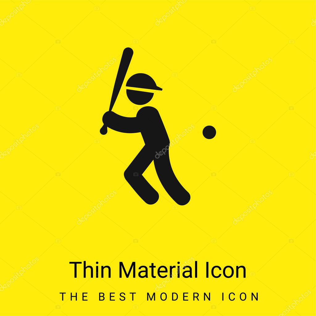 Baseball Player With Bat Ball And Cap minimal bright yellow material icon