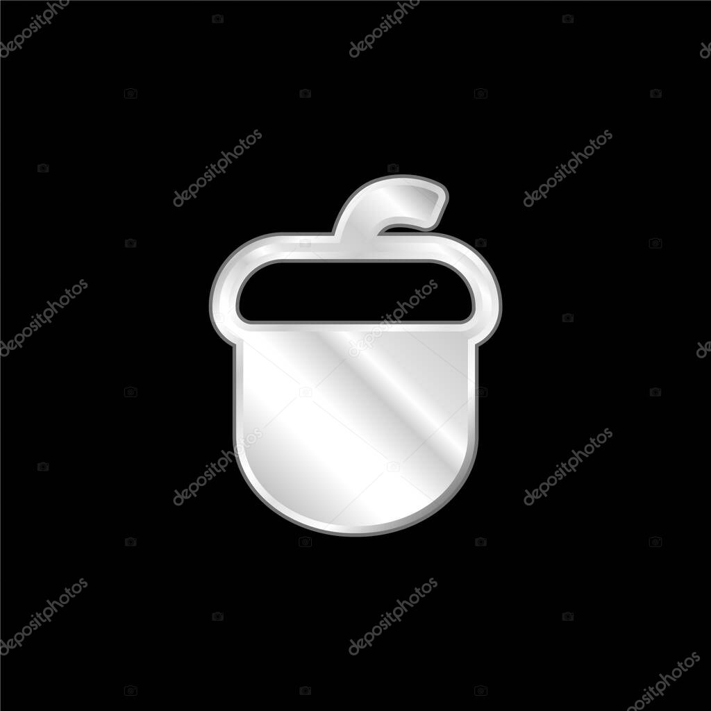 Acorn silver plated metallic icon