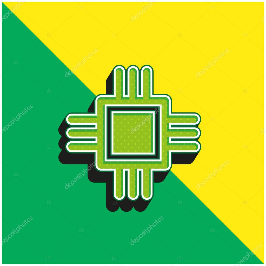 Big Chip Green and yellow modern 3d vector icon logo
