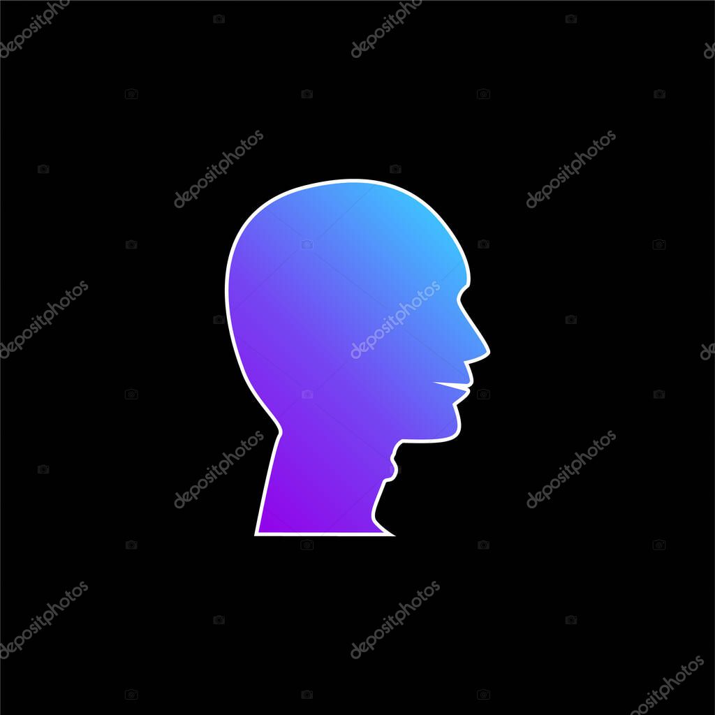 Bald Man Head blue gradient vector icon