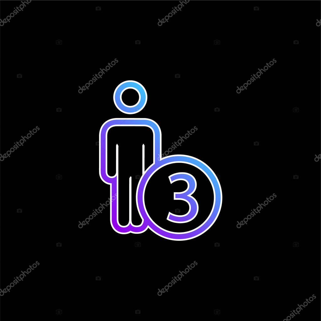 3 Persons Or Person Number Three Symbol blue gradient vector icon