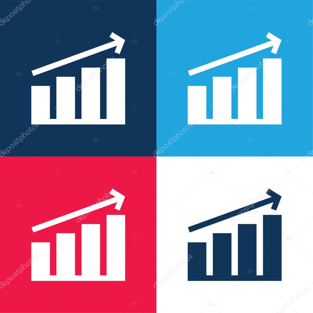 Bar Graph blue and red four color minimal icon set