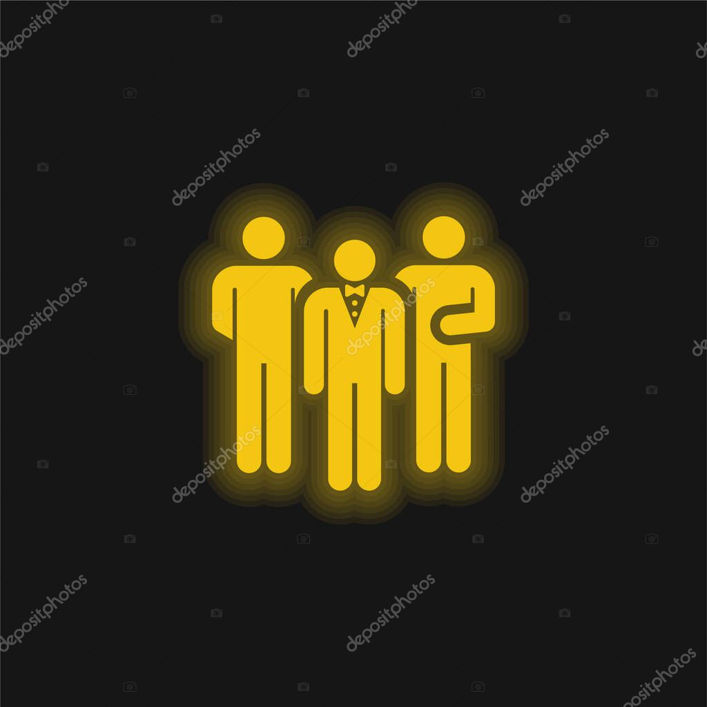 Bodyguard yellow glowing neon icon
