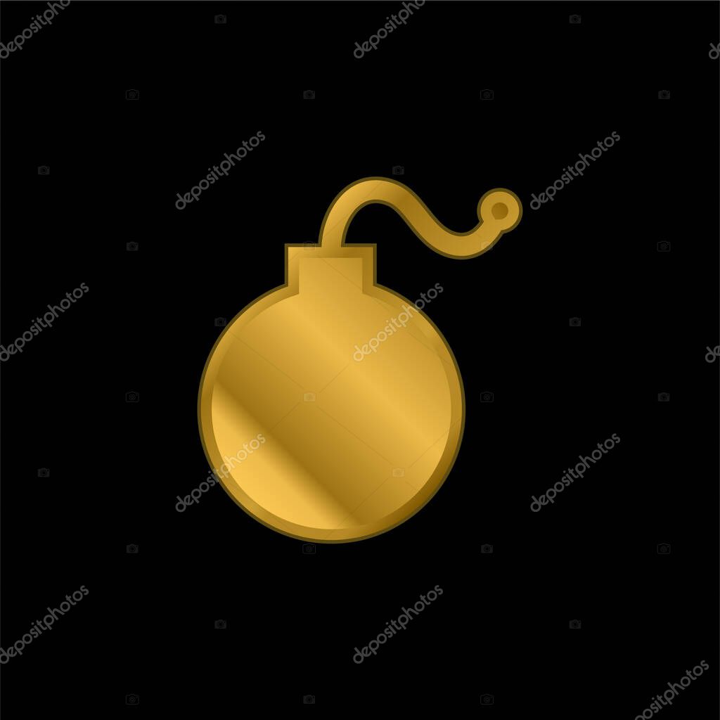 Bomb gold plated metalic icon or logo vector
